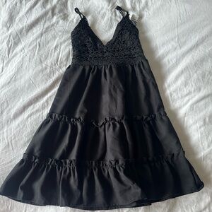 Black Crochet Flowy Dress